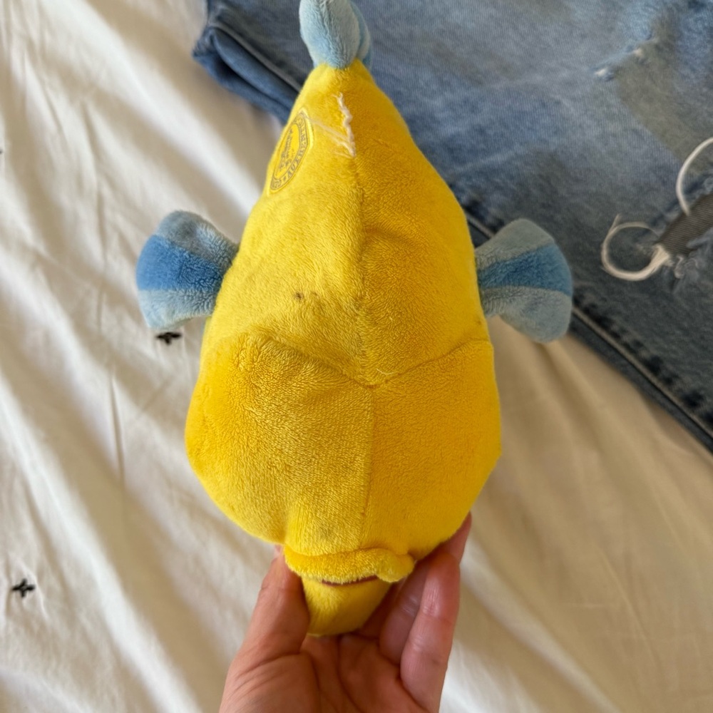 Disney Yellow and Blue Plush Fish Toy Flounder Little Mermaid - Picture 6 of 8